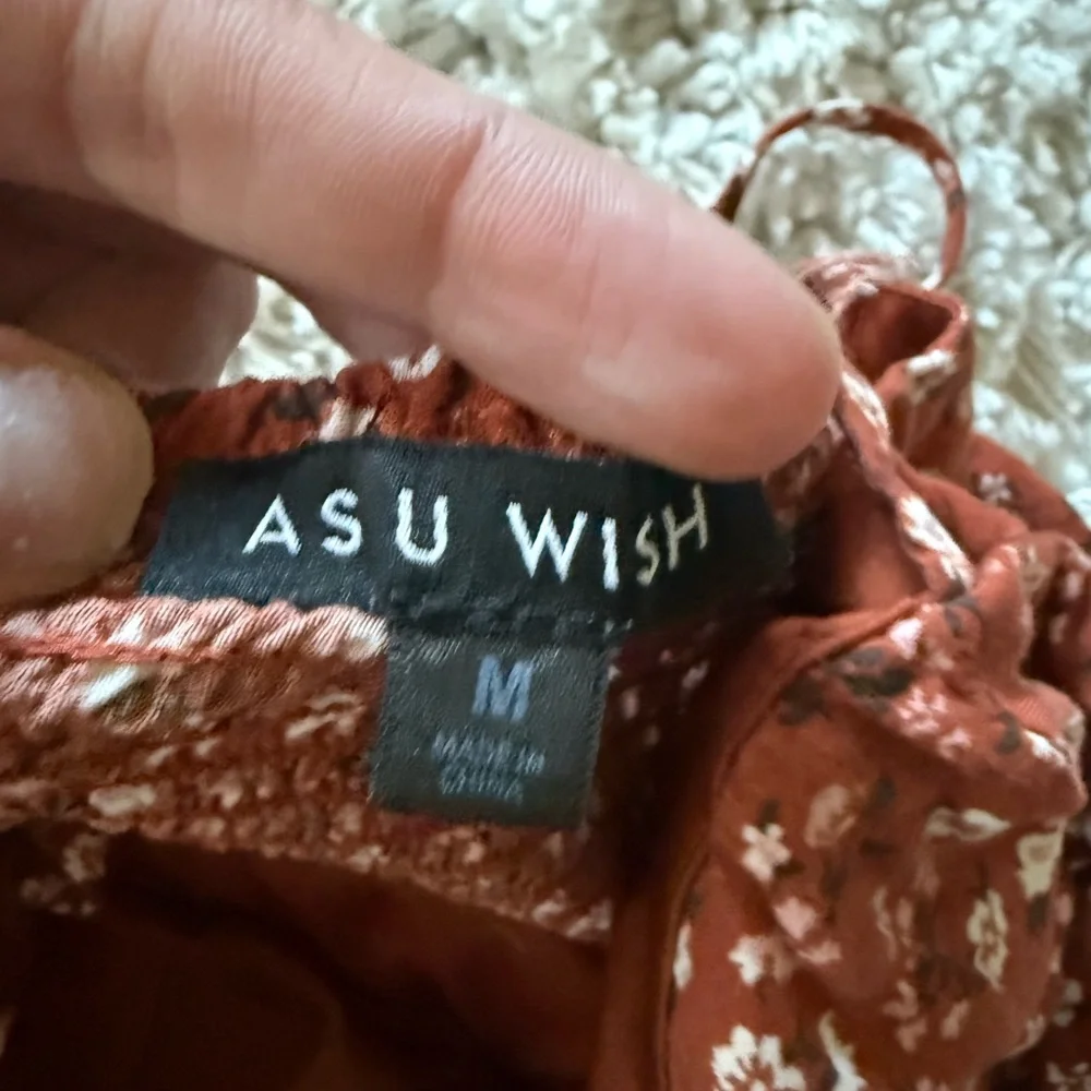 As U Wish Rust Floral Garment jumper jumpsuit fall farmhouse style - Picture 6 of 7